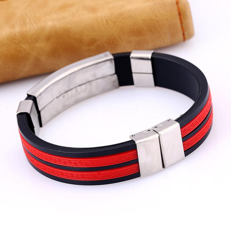 Titanium Steel Personalized Light Plate Great Wall Men'S Silicone Bracelet Trendy Men'S Fashion Stainless Steel Jewelry