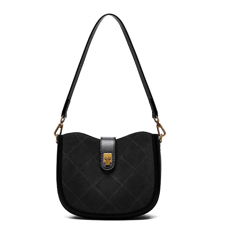 

Сумка-седло из натуральной кожи для женщин, ощущение высокого класса; Сумка из коровьей кожи подмышку, Стильная одноплечевая сумка через плечо чёрный