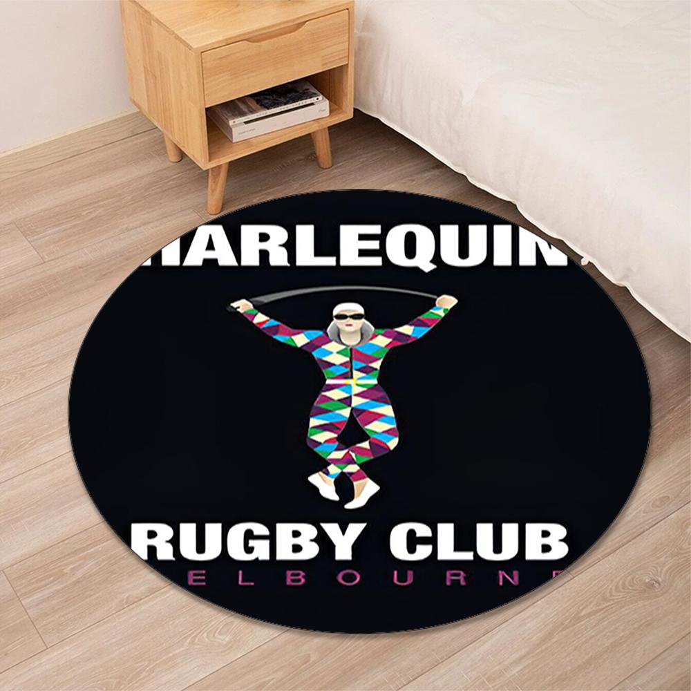 Harlequins Rugby Printed Round Rug Carpet Chair Rug Area Rug Entryway Doormats,for Office Chair Living Room Bedroom Kitchen Room.