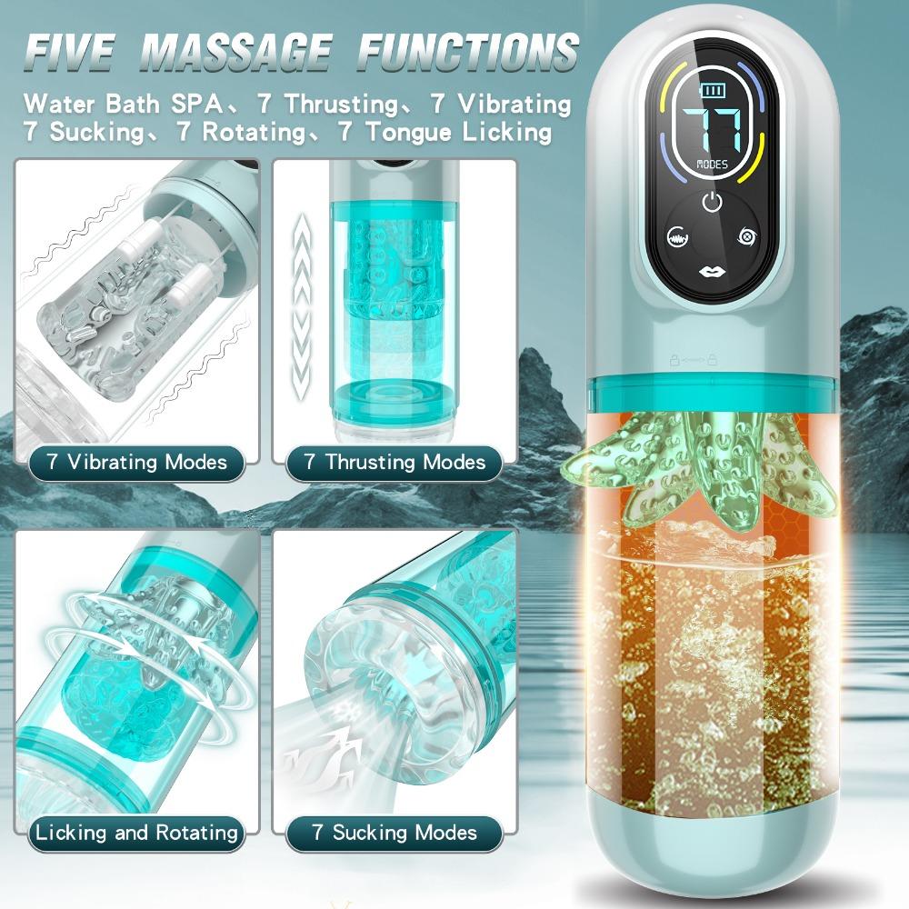 Automatic Male Masturbator - 7 Pleasure Modes (Sucking/Vibrating/Pumping) Rechargeable Penis Pump, Hands Free Adult Sex Toys