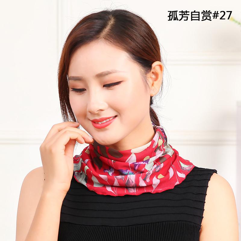 Eșarfă mică de mătase Pulover de primăvară și de vară, eșarfă cu guler fals, husă pentru gât pătrat din plasă pentru femei, eșarfă versatilă W18
