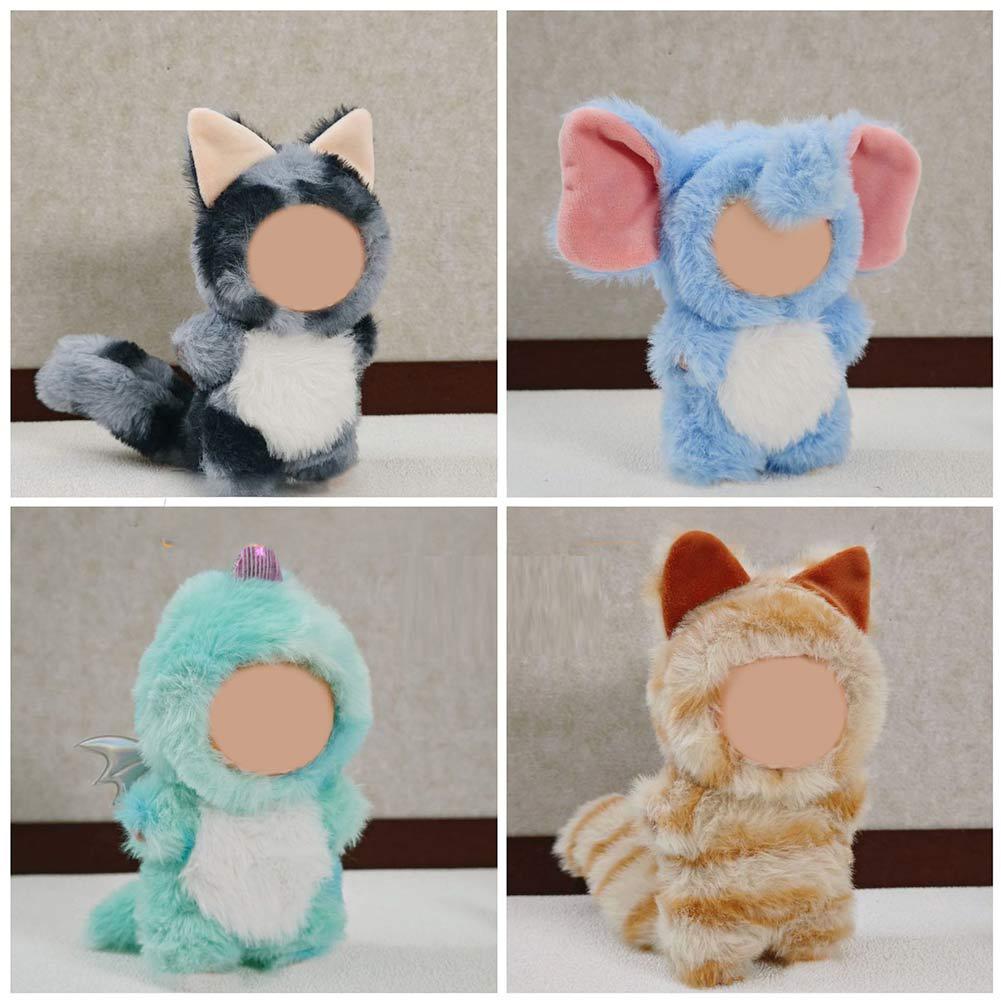17cm Doll Clothes For Labubu Cute  Dinosaur Elephant Cat Plush Suit Jumpsuit Kawaii Headwear Doll Dress Up Game Decor For Gift