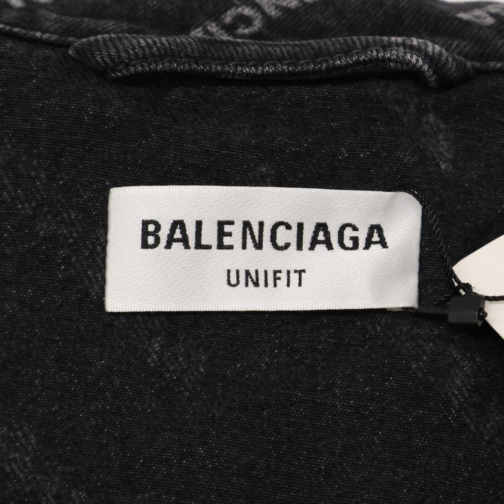 Balenciaga [/Inland Regulär] 675208 Gebrauchte BB Monogram Denimjacke XS schwarzGebraucht