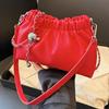 Einfache einfarbige Mode plissierte One-Shoulder Umhängetasche Sommer neu ausländischer Stil lässige Tasche