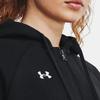 Under Armour Casual Loose Zipper Hoodie Solid Color Women Hoodies Black 1379497-001