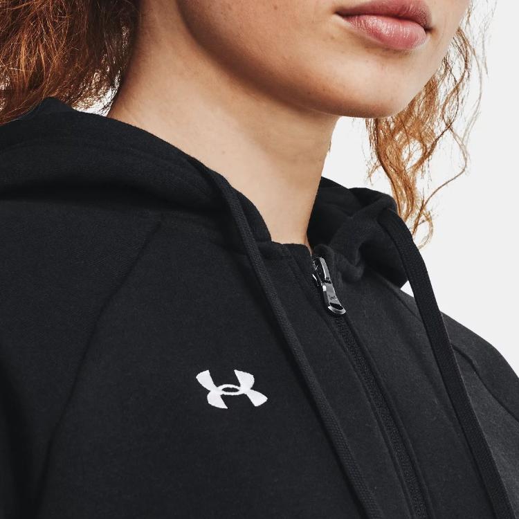 Under Armour Casual Loose Zipper Hoodie Solid Color Women Hoodies Black 1379497-001