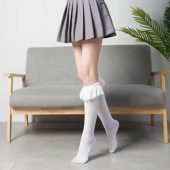 Japanese Lolita Velvet Knee Long Tube Lace Socks Girl Anime Cosplay Tube Socks Girl