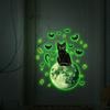 Light Green Halloween Moon Black Cat Bat Wall Decor For Bedroom Office Spaces