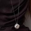 Wild Lily Double-Sided Embossed Pendant Necklace with Guardian Stone for Women