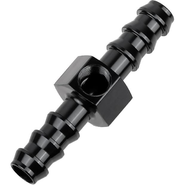 EVIL ENERGY 5/16 Barb Fuel Pressure Gauge Fitting Adapter with 1/8 NPT Sensor Gage Port Aluminum Black