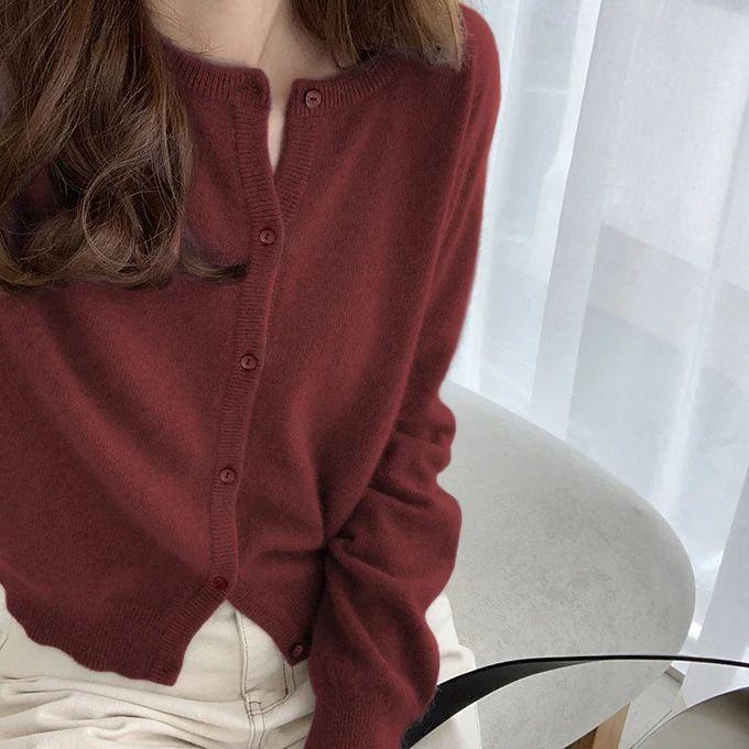 Long Sleeve Vintage Y2k Korean Knitted Cardigan Women's Autumn Winter Fashion O-Neck Versatile Slimming Basis Sweater