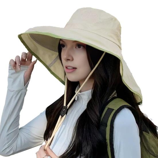 

Fisherman Hat Wide Brim Shawl Design Big Head Circumference Quick-Drying Hat Extra Large Brim Neck Shawl Sun Protection Hat бежевый