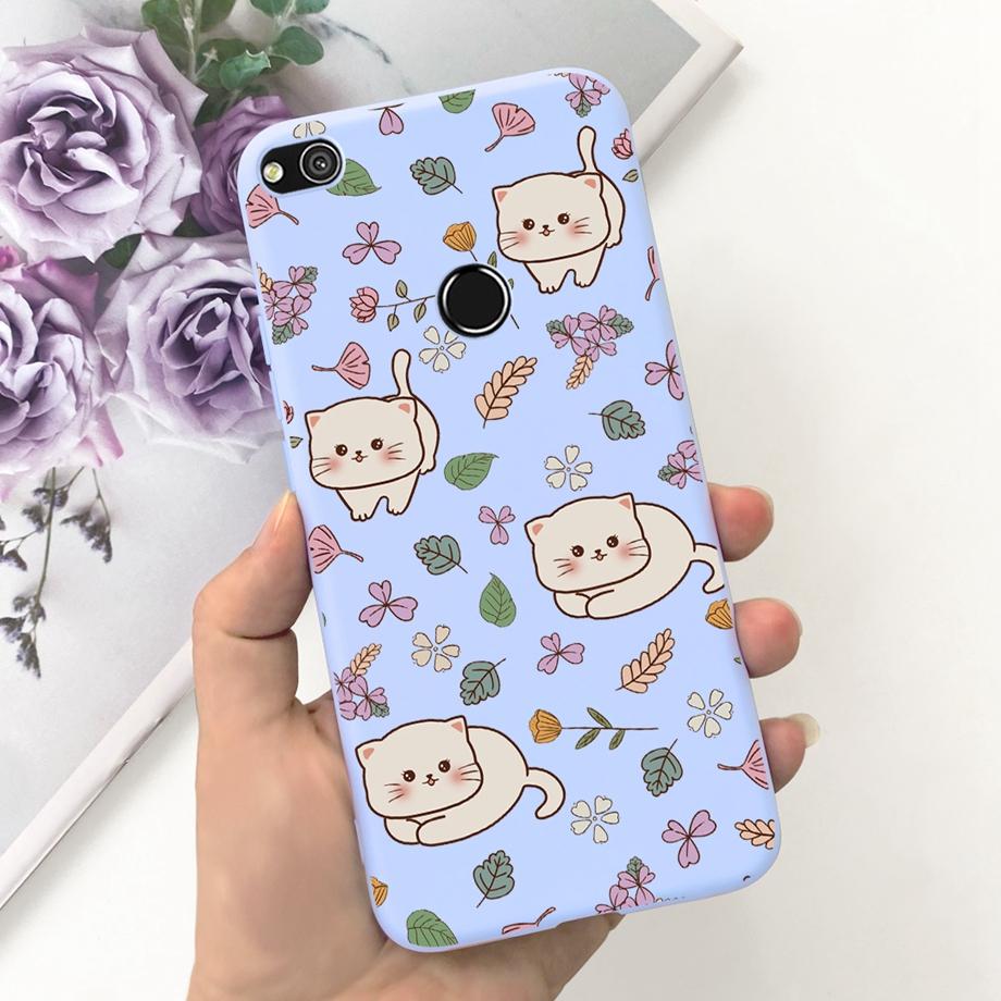 Für Huawei P8 Lite 2017 2015 Hülle P9 Lite 2017 Huawei GR3 2017 Honor 8 Lite Abdeckung Weiches Silikon Matt Süßigkeit Funda Schwarze Katze Ente