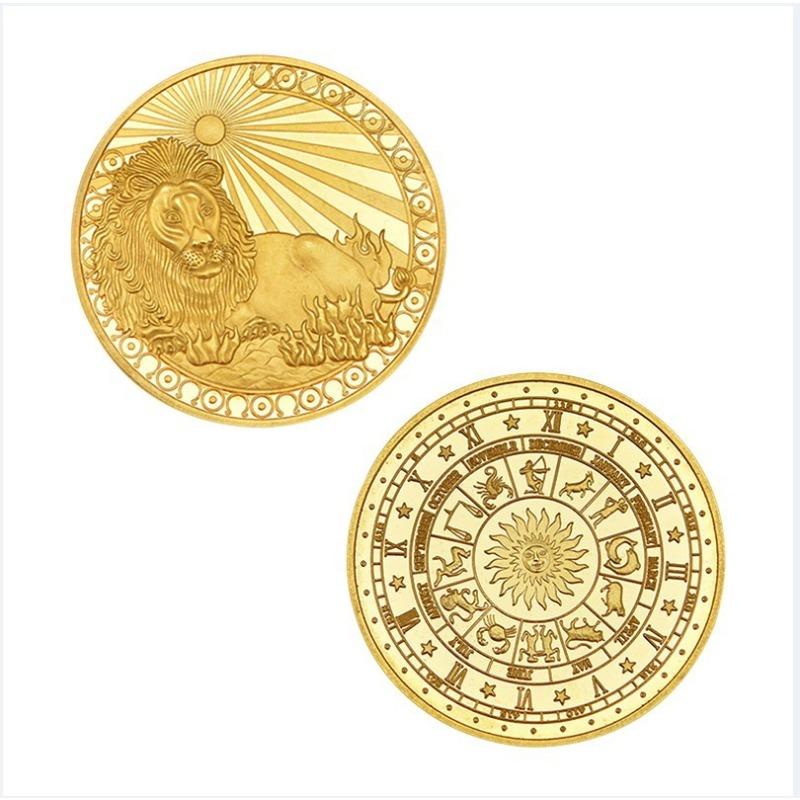 Twelve Constellation Commemorative Coins Gift Box Metal Craft Gift Box Badge