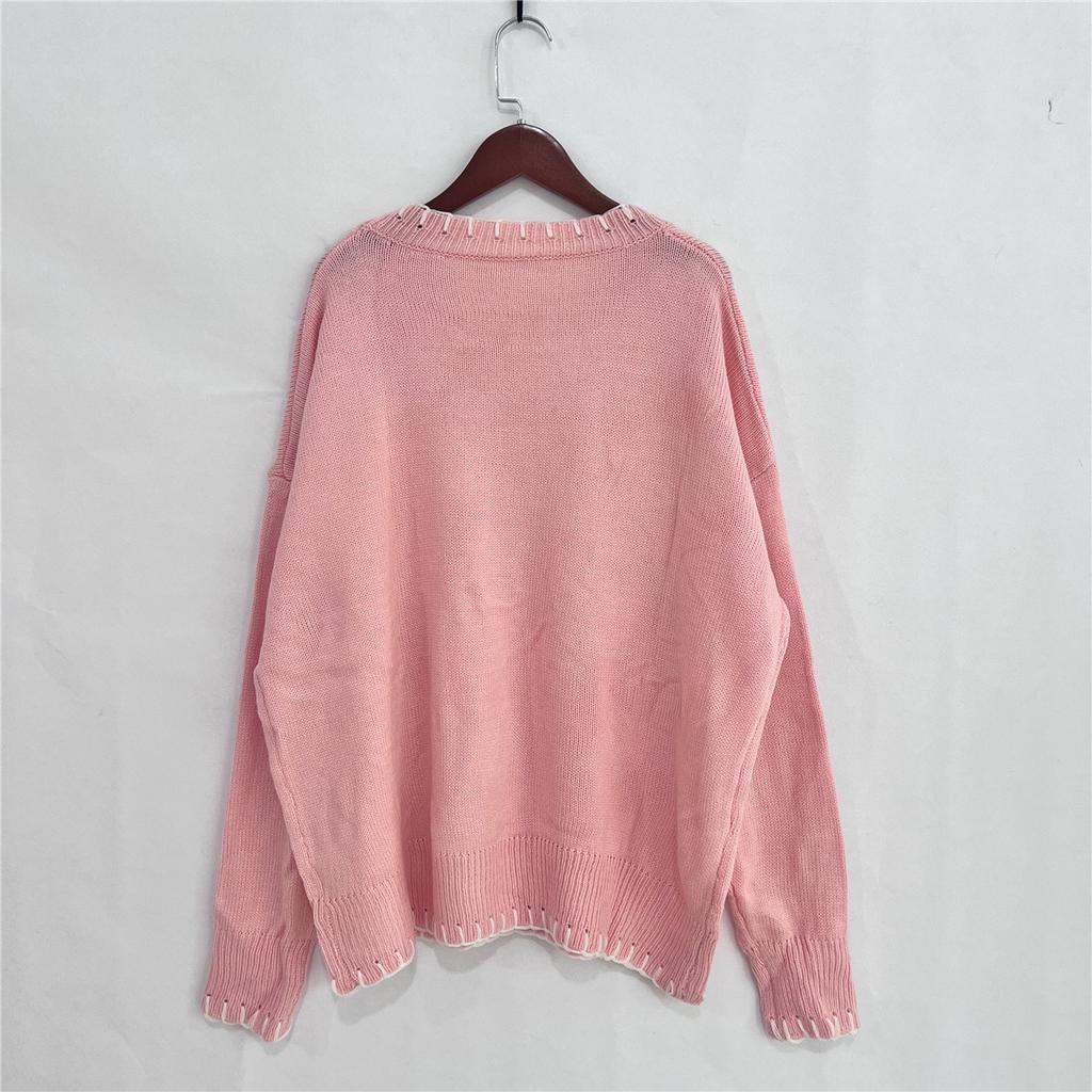 Women's Bow Jacquard Sweater Autumn/Winter Lazy Style Loose Warm Comfortable Hooded Knitted Sweater 3617