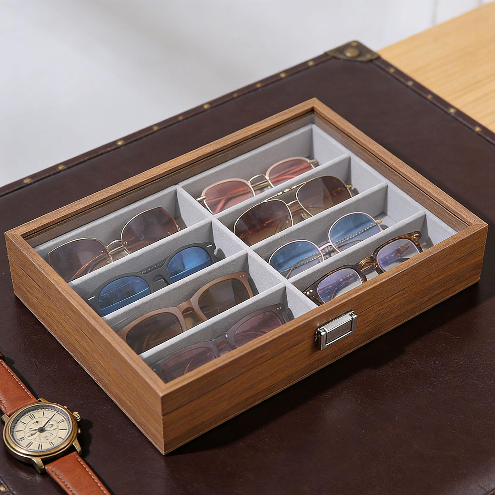 

Glasses Display Tray Sunglasses Organizer Lightweight Container 8 Compartments Eyewear