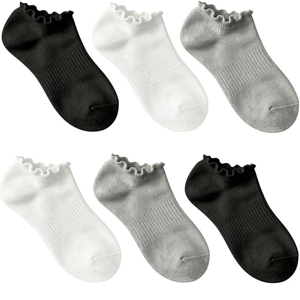6Pairs Thin Low Cut Socks Frilly Women Ruffle Socks Cute Ankle Socks  Home