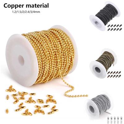5m/lot Gold Black Bronze Silvery Color Metal Ball Bead Chains 1.2-4mm For DIY Necklaces Jewelry Making Findings Accessories