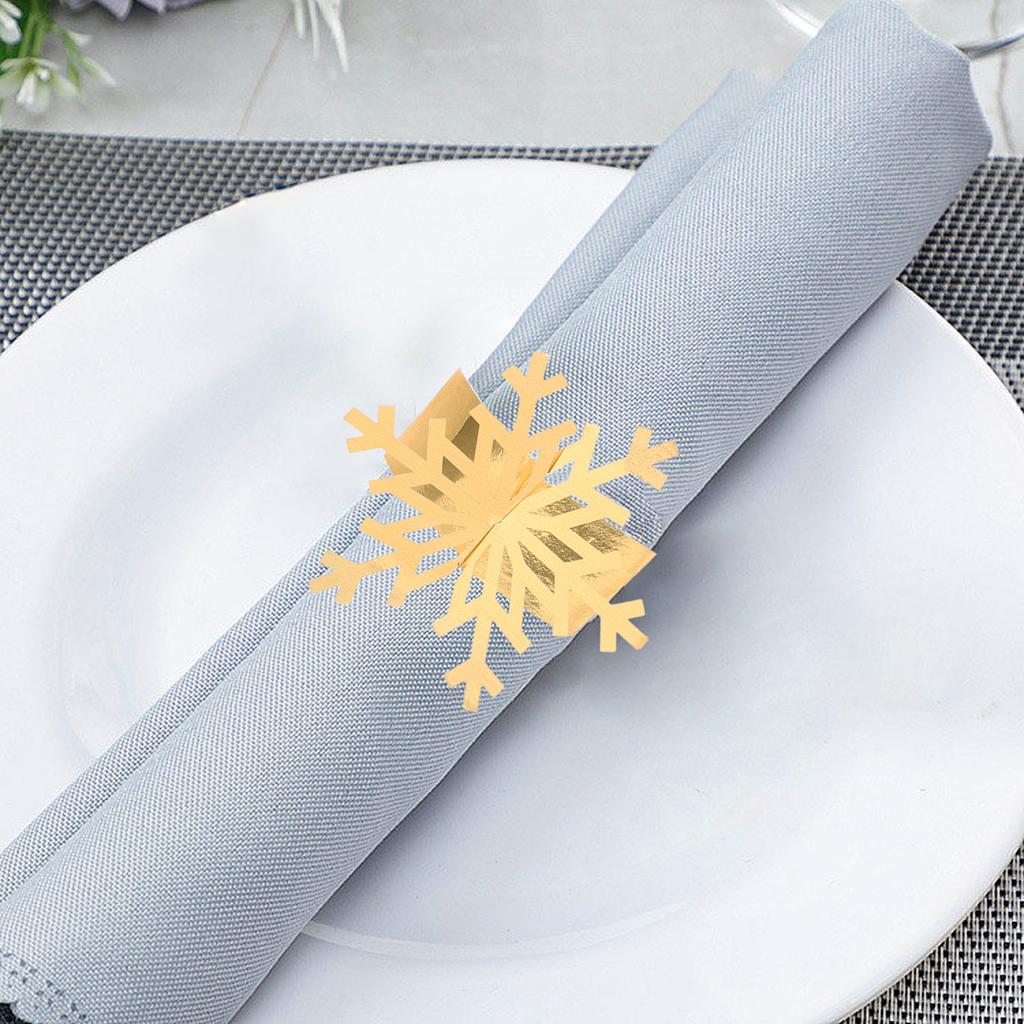 25Pcs Xmas Napkin Buckles Snowflake Design Paper Napkin Rings for Christmas Table Decor Holiday Party Dinner Table Decors