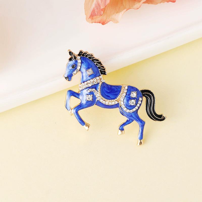 1Pc Horse Brooch Cartoon Alloy Cute Rhinestone Gift Pin Enamel