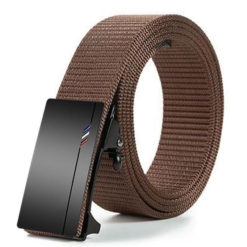 Men'S Toothless Automatic Buckle Woven Canvas Belt Belt Casual Nylon Tactical Pants Belt Military Training Outdoor Belt