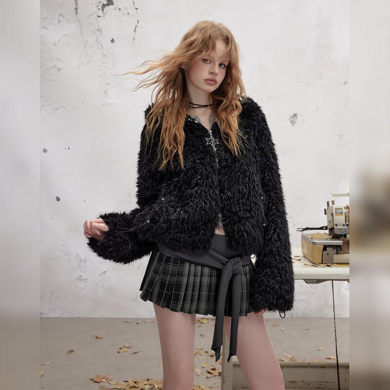 UNIFREE Women's Plaid Patchwork Pleated Mini Skirt