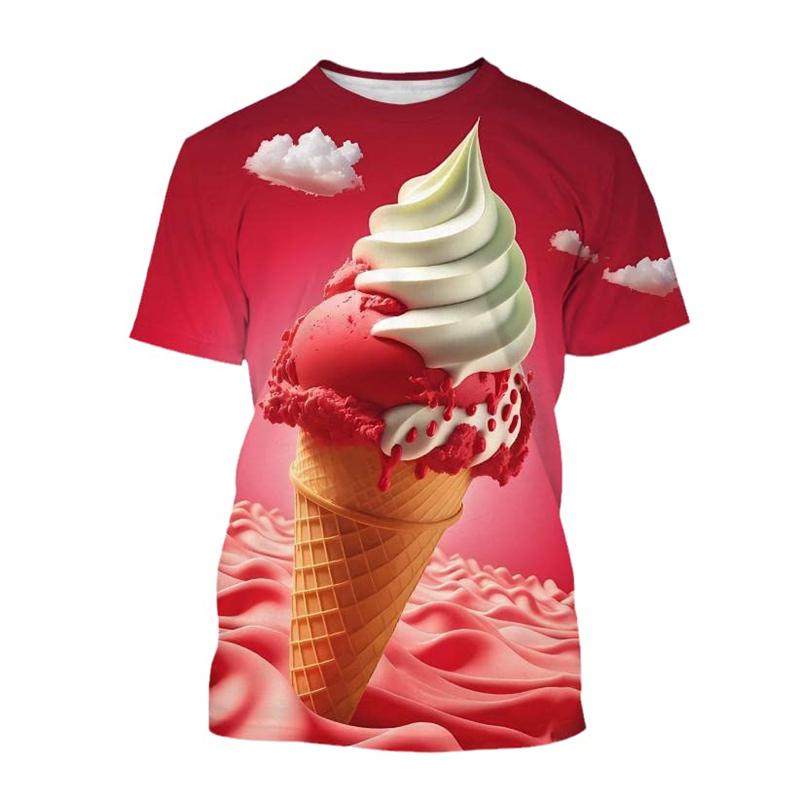 3D Print Ice Cream Mens Funny T Shirt  Women Kids Fashion Ice T-shirt Men's Short Sleeve Tee Tops Casual Harajuku Cheap Stuff