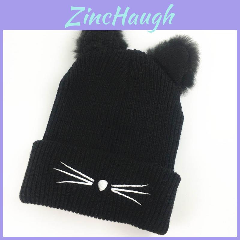 Luxurious Cat Ears Women Hat Knitted Acrylic Warm Winter Beanie Caps For Cold Seasons