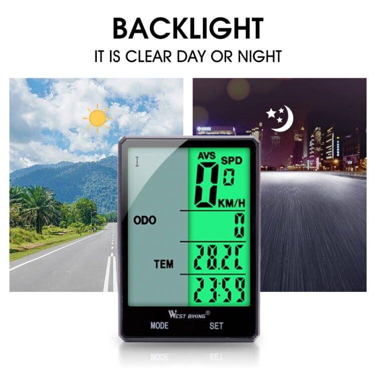 WEST BIKING 2.8" Large Screen Bicycle Computer Wireless Wired Bike Computer Waterproof Speedometer Odometer Cycling Stopwatch