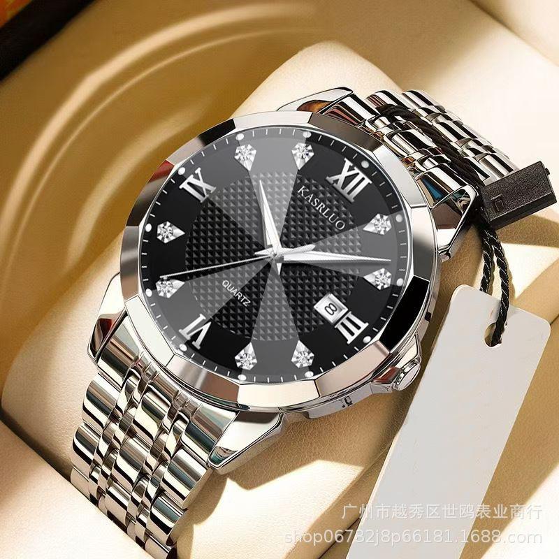 Fashion British Style Men'S Calendar Watch Personality Trend Quartz Steel Belt Watch Men'S Casual Business Watch