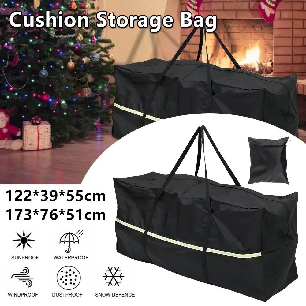 1/2Pcs Waterproof Storage Bag Large Capacity Dustproof Furniture Organizer 210D Oxford Fabric Garden Cushion Zipper Cover Bags