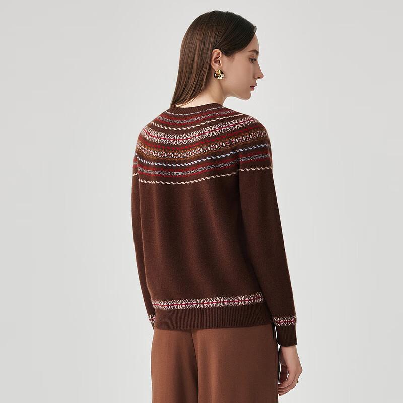 Zhaojun Women's Fair Isle Jacquard Wool Sweater