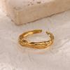 Vintage Stainless Steel Irregular Rings For Women Gold Color Geometric Openning Ring Party Christmas Jewelry Gift Bff