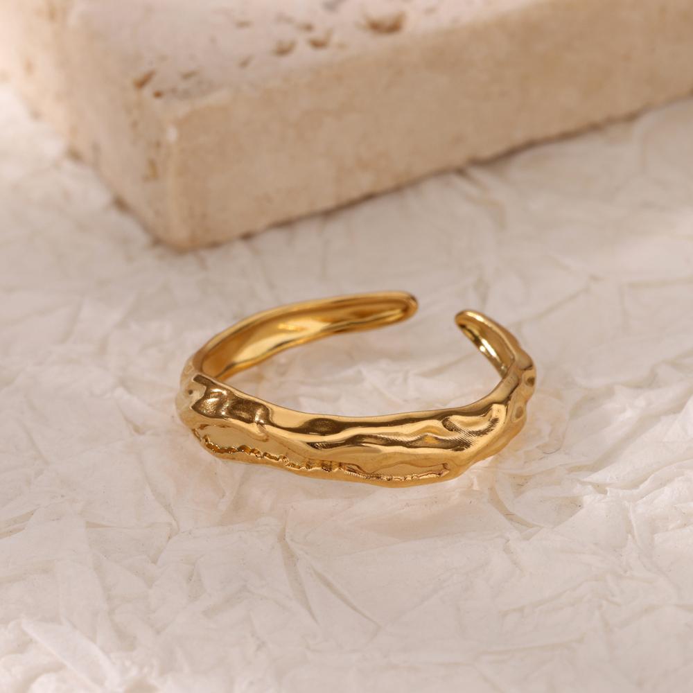 Vintage Stainless Steel Irregular Rings For Women Gold Color Geometric Openning Ring Party Christmas Jewelry Gift Bff