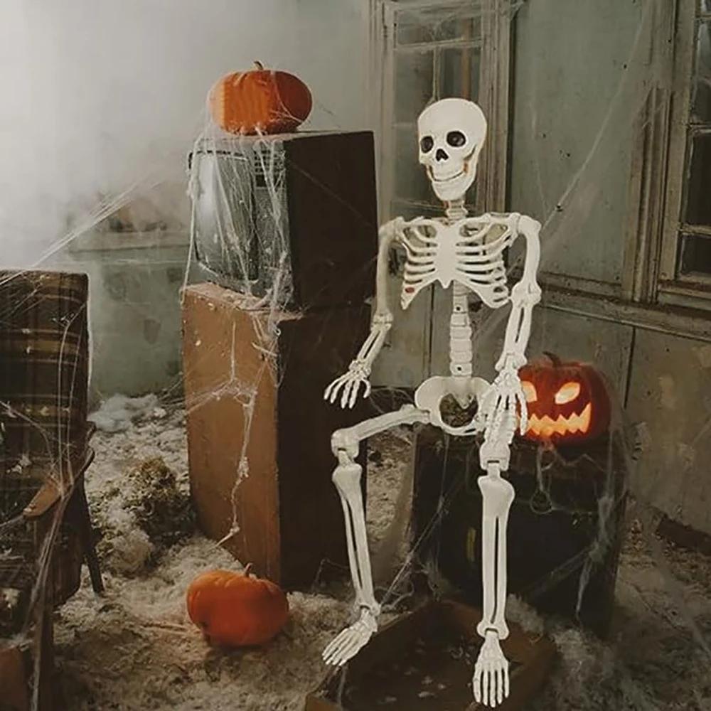 Décorations d'Halloween Squelette, Squelette Humanoïde Articulé, Décoration d'Horreur Os Faux Halloween