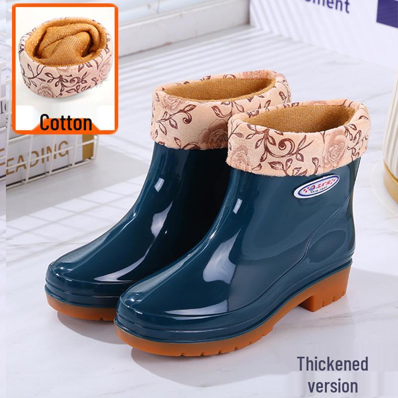 Women's Oxford Sole Waterproof Short Rain Boots - Non-Slip Fashion Outerwear Rubber Shoes