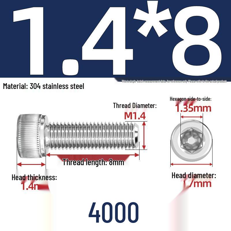 304 Stainless Steel Hex Socket Head Cap Screws, M2-M10, Extended Length