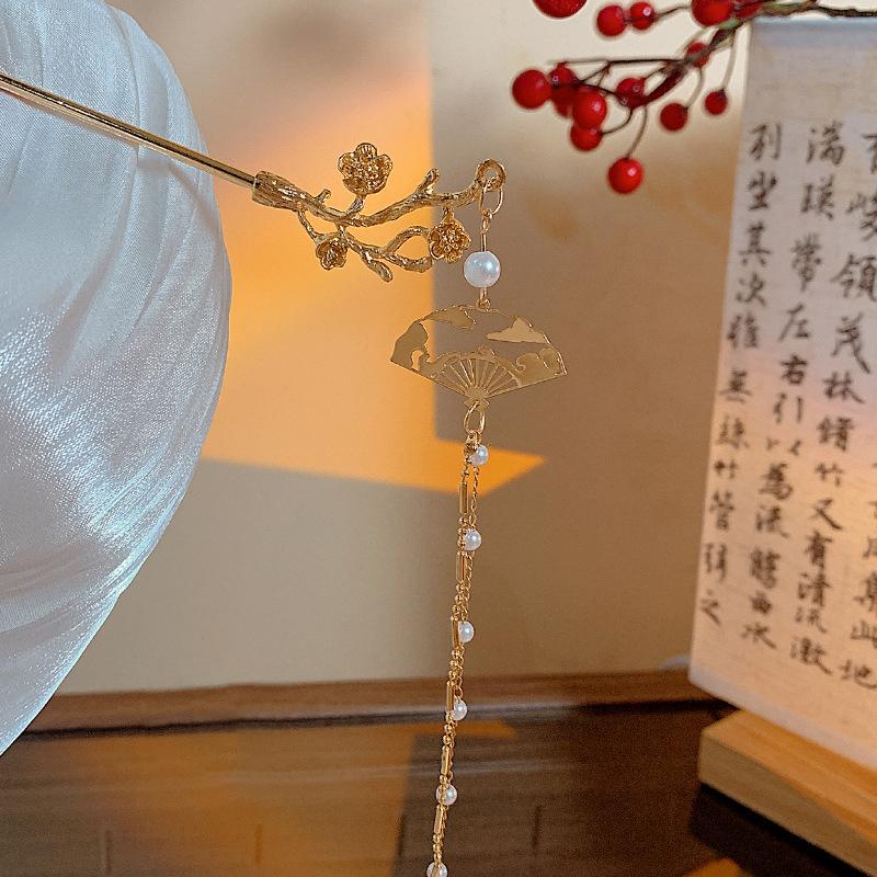 New Chinese Style Step Shake Pearl Tassel Women'S Qipao Headwear High Fashion Pan Hair Hairpin Xiuhe Hairpin