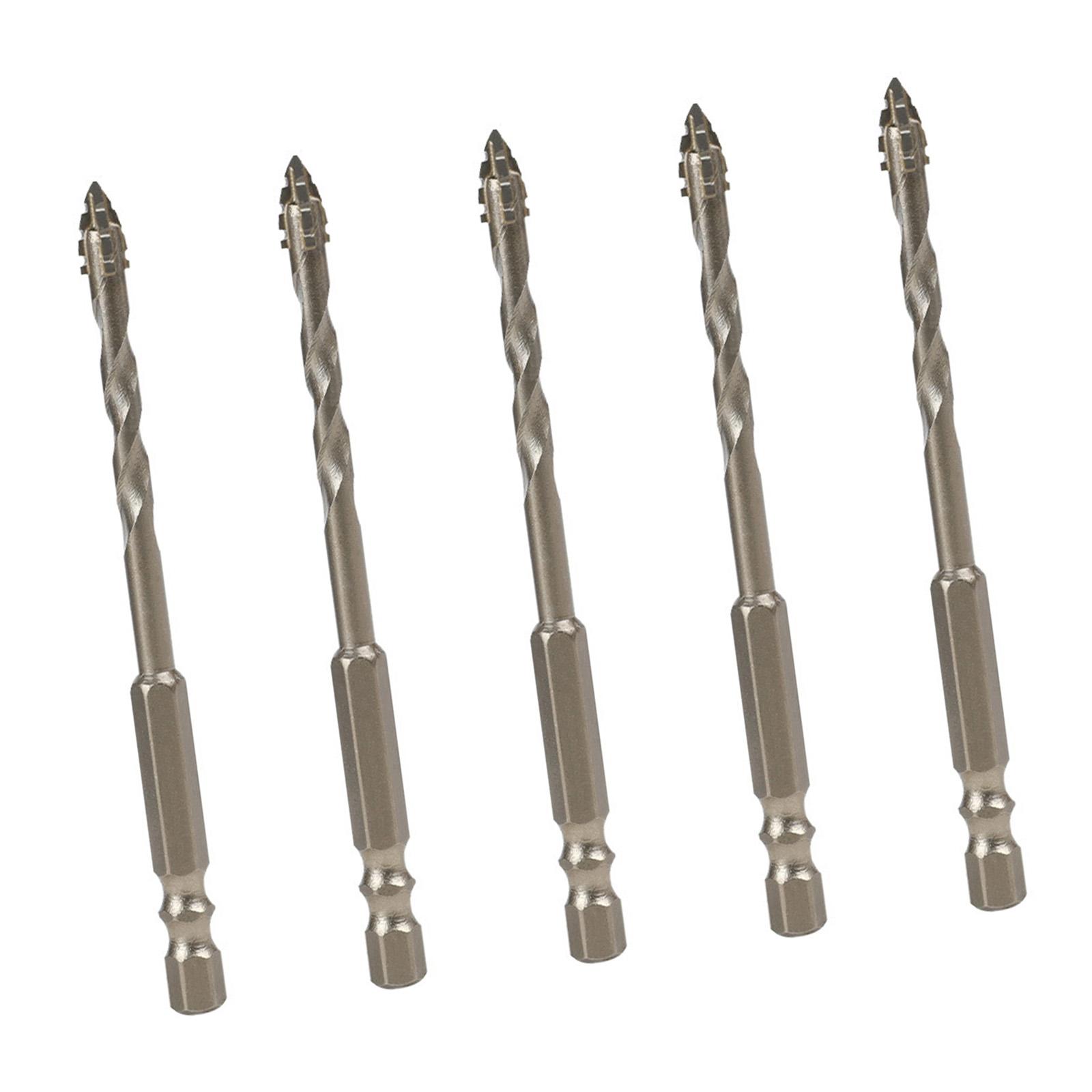 

5 шт. Сверла по плитке, мрамору, керамике и бетону с шестигранным хвостовиком, четырехзаходные, зубчатые, эксцентриковые спиральные 6MM