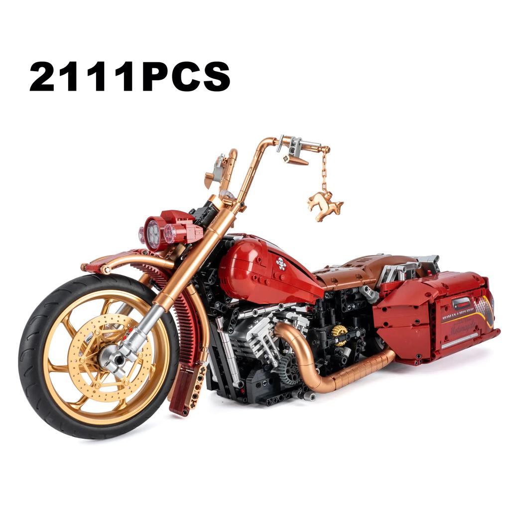 Retro Harleyed Racing Motorrad Bausteine Modell Geschwindigkeit Vintage Motorrad Ziegel Spielzeug Geschenk für Erwachsene Kinder