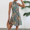 Women Casual Sleeveless Beach Bohemian Holiday Style Printed One Piece Dress