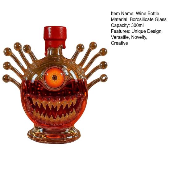 Monsters Whiskey Bottle Decanter for Men Dad Funny Statue Whiskey Decanter 300ml Empty Wine Decanter Home Bar Decoration Gift for Whiskey Lovers