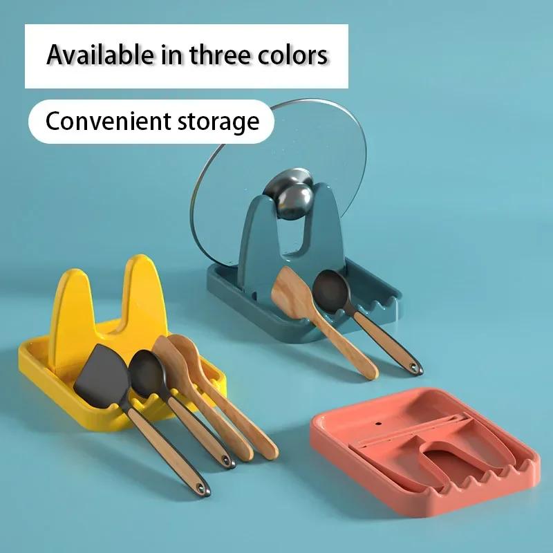 1pc Foldable Pot Lid Rack Stand Kitchen Organizer Plastic Spoon Holderfor Fork Spatula Rack Pan Cover Shelf Tableware Lid Rack