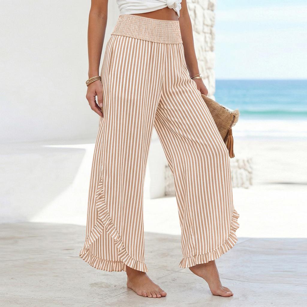 Womens Palazzo Pants Summer Casual Flowy Wide Leg Trousers Beach Travel Vacation Outfits