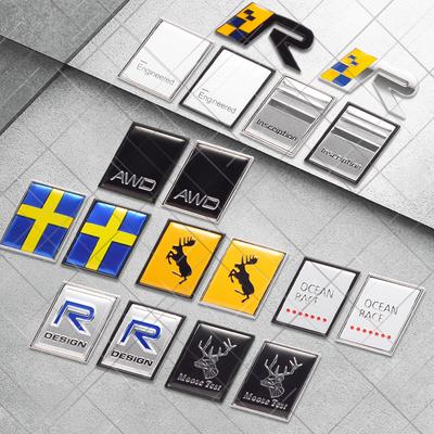 Metal 3D Moose Test Deer Swedish Flag Logo Car Styling Rear Trunk Letter Emblem Sticker For R Design XC90 XC60 S60 V40 V60