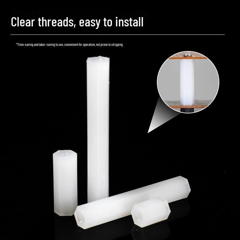 Black & White M2 Nylon Hexagonal Double-Through Standoff Spacer for PC Board Support