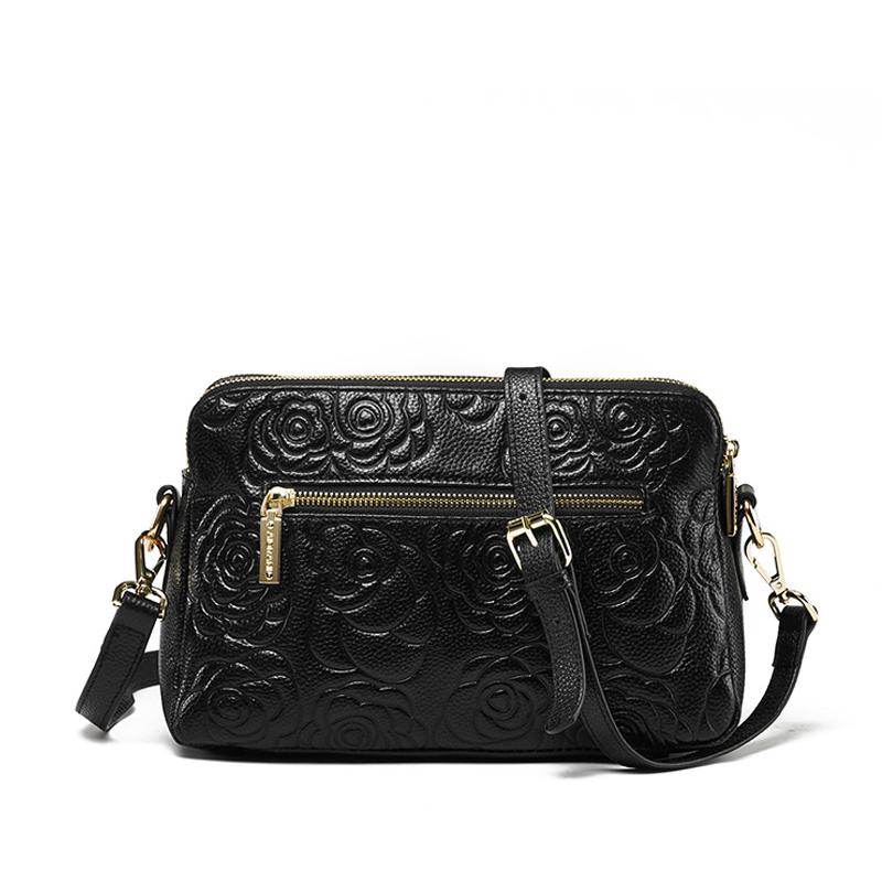 Fashionable Single Shoulder Crossbody Women's Bag, Made of Cowhide Material with Floral Patterns Printed On It
