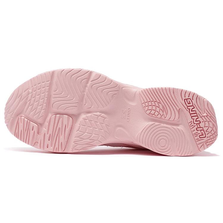 New LiNing Shock Absorbers Slip Resistant Abrasion Resistant Breathable Low top Casual Running Shoes Women's White Pink ARLS008-1