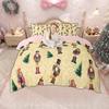 Homewish Kawaii Gingerbread Nutcracker Duvet Cover Set Merry Xmas Santa Claus Bedding Chrismtas Tree Snowman Comforter Cover