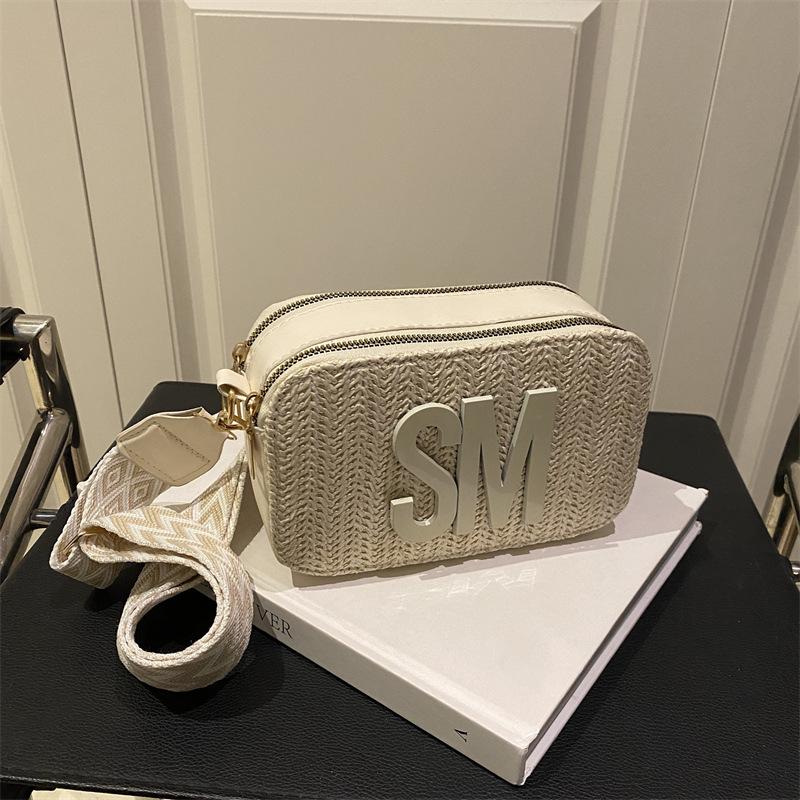 

Летние популярные женские сумки новые свежие и красивые повседневные с трендовым дизайном букв широкий плечевой ремень сумка-мессенджер на одно плечо белый